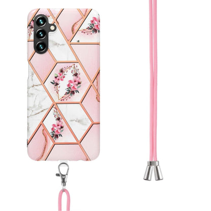 Splicing Marble Flower IMD TPU Phone Case with Lanyard