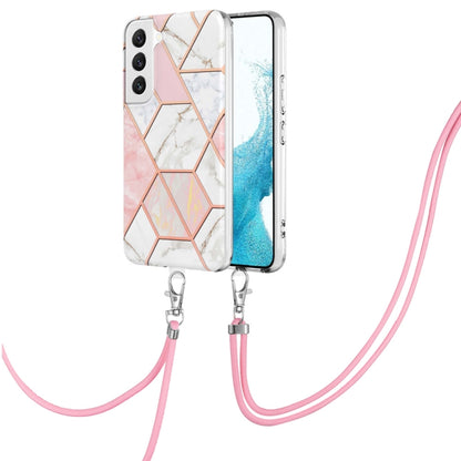 Electroplating IMD Splicing Dual-side Marble TPU Phone Case with Lanyard