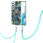 Electroplating IMD Splicing Dual-side Marble TPU Phone Case with Lanyard