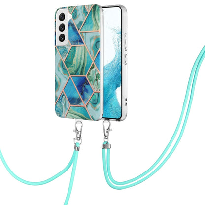 Electroplating IMD Splicing Dual-side Marble TPU Phone Case with Lanyard