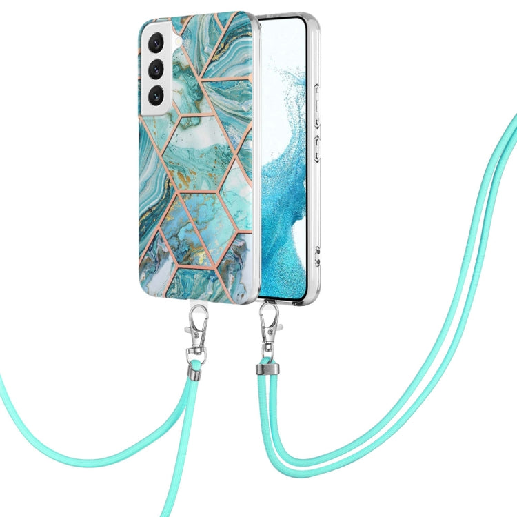 Electroplating IMD Splicing Dual-side Marble TPU Phone Case with Lanyard