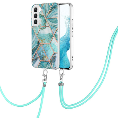 Electroplating IMD Splicing Dual-side Marble TPU Phone Case with Lanyard