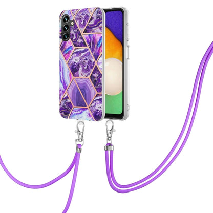 Electroplating IMD Splicing Dual-side Marble TPU Phone Case with Lanyard