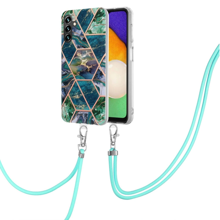 Electroplating IMD Splicing Dual-side Marble TPU Phone Case with Lanyard