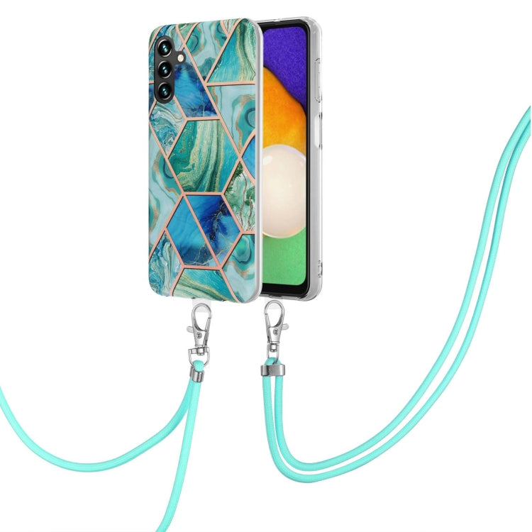 Electroplating IMD Splicing Dual-side Marble TPU Phone Case with Lanyard