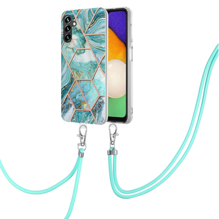 Electroplating IMD Splicing Dual-side Marble TPU Phone Case with Lanyard