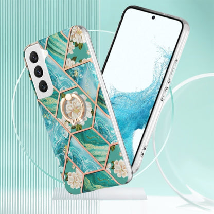 Splicing Marble Flower IMD TPU Phone Case with Ring Holder