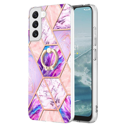 Splicing Marble Flower IMD TPU Phone Case Ring Holder