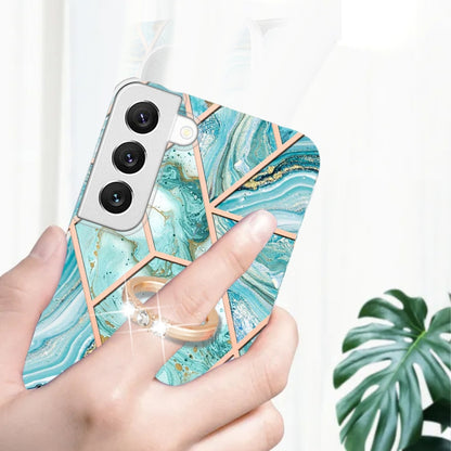 Splicing Marble Flower IMD TPU Phone Case Ring Holder