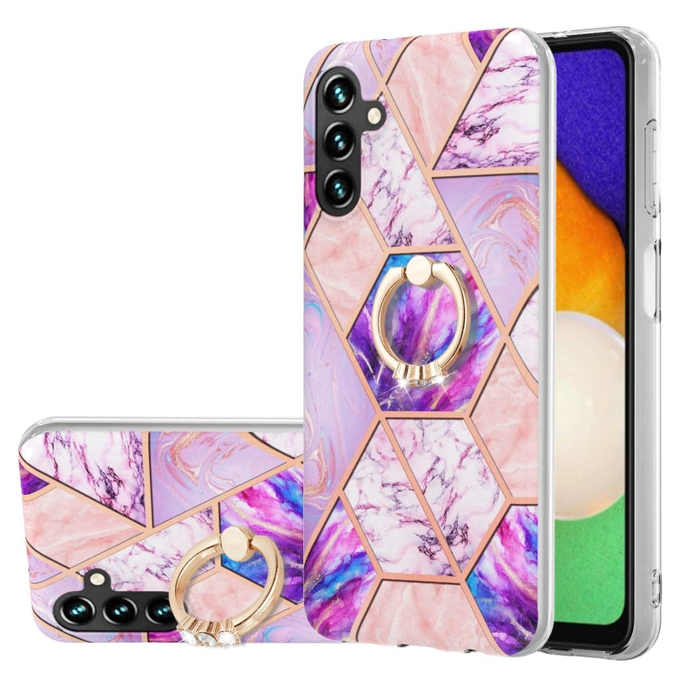 Splicing Marble Flower IMD TPU Phone Case Ring Holder