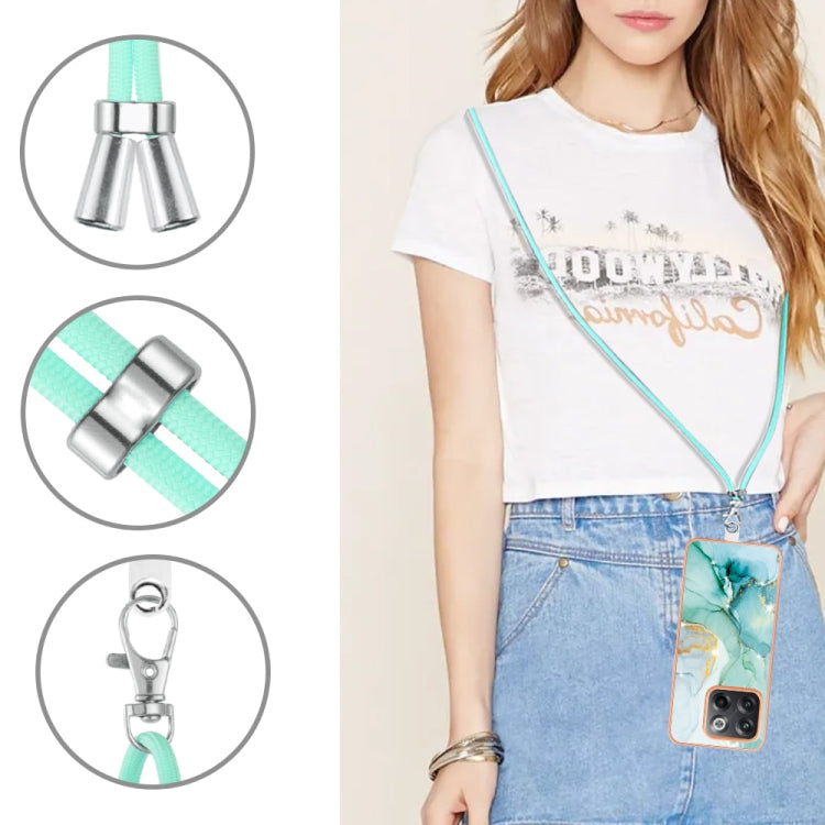 Electroplating Marble Dual-side IMD Phone Case with Lanyard, For OnePlus 10T 5G / Ace Pro, For Motorola Moto E22, For Motorola Moto E32 4G / E32s, For OPPO A17