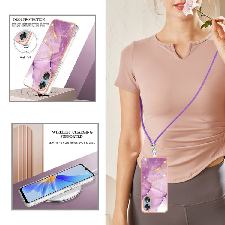 Electroplating Marble Dual-side IMD Phone Case with Lanyard, Series 1