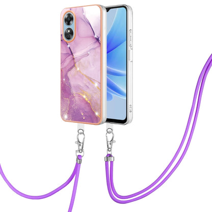Electroplating Marble Dual-side IMD Phone Case with Lanyard, For OnePlus 10T 5G / Ace Pro, For Motorola Moto E22, For Motorola Moto E32 4G / E32s, For OPPO A17