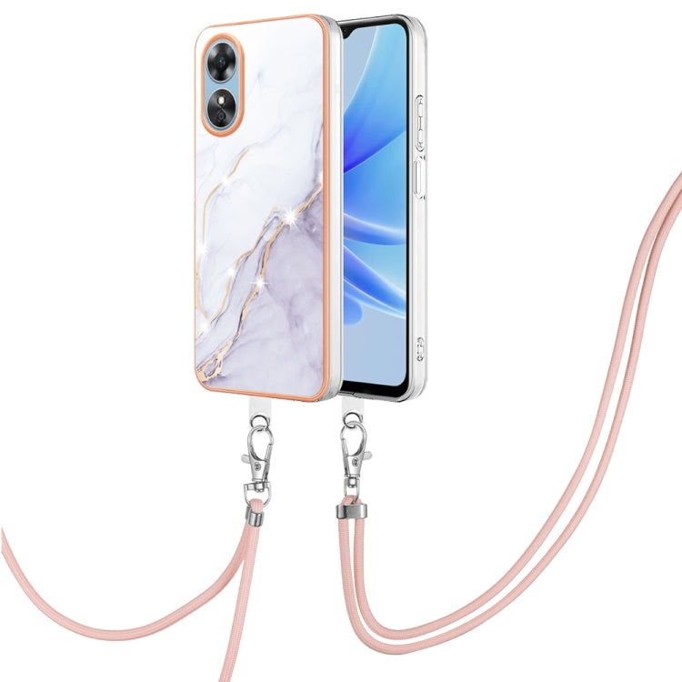 Electroplating Marble Dual-side IMD Phone Case with Lanyard, For OnePlus 10T 5G / Ace Pro, For Motorola Moto E22, For Motorola Moto E32 4G / E32s, For OPPO A17