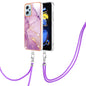 Electroplating Marble Dual-side IMD Phone Case with Lanyard, For Xiaomi Redmi Note 11T Pro / Note 11T Pro+, For Xiaomi Poco M4 Pro 4G, For Xiaomi Poco X4 Pro 5G
