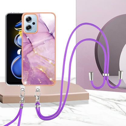 Electroplating Marble Dual-side IMD Phone Case with Lanyard, For Xiaomi Redmi Note 11T Pro / Note 11T Pro+, For Xiaomi Poco M4 Pro 4G, For Xiaomi Poco X4 Pro 5G
