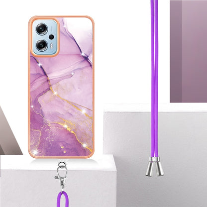 Electroplating Marble Dual-side IMD Phone Case with Lanyard, For Xiaomi Redmi Note 11T Pro / Note 11T Pro+, For Xiaomi Poco M4 Pro 4G, For Xiaomi Poco X4 Pro 5G