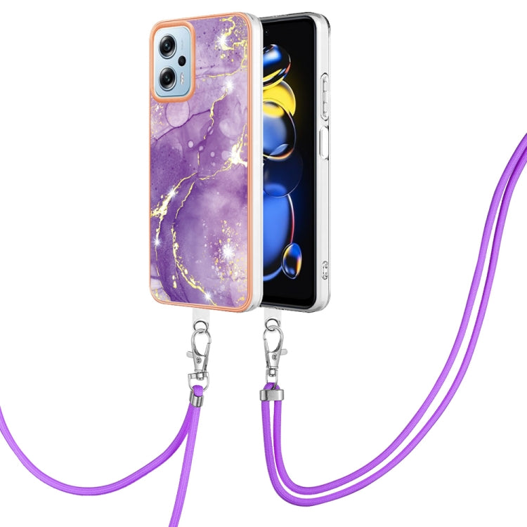 Electroplating Marble Dual-side IMD Phone Case with Lanyard, For Xiaomi Redmi Note 11T Pro / Note 11T Pro+, For Xiaomi Poco M4 Pro 4G, For Xiaomi Poco X4 Pro 5G