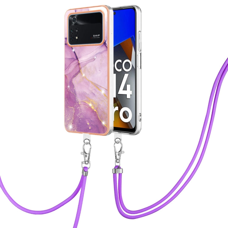 Electroplating Marble Dual-side IMD Phone Case with Lanyard, For Xiaomi Redmi Note 11T Pro / Note 11T Pro+, For Xiaomi Poco M4 Pro 4G, For Xiaomi Poco X4 Pro 5G