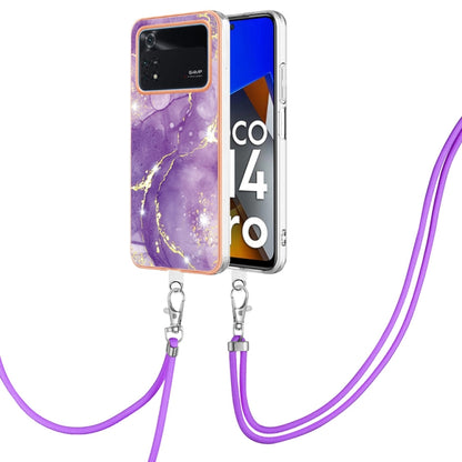 Electroplating Marble Dual-side IMD Phone Case with Lanyard, For Xiaomi Redmi Note 11T Pro / Note 11T Pro+, For Xiaomi Poco M4 Pro 4G, For Xiaomi Poco X4 Pro 5G