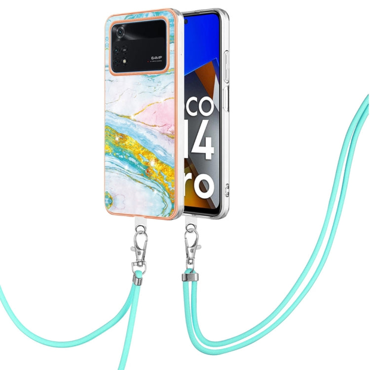 Electroplating Marble Dual-side IMD Phone Case with Lanyard, For Xiaomi Redmi Note 11T Pro / Note 11T Pro+, For Xiaomi Poco M4 Pro 4G, For Xiaomi Poco X4 Pro 5G