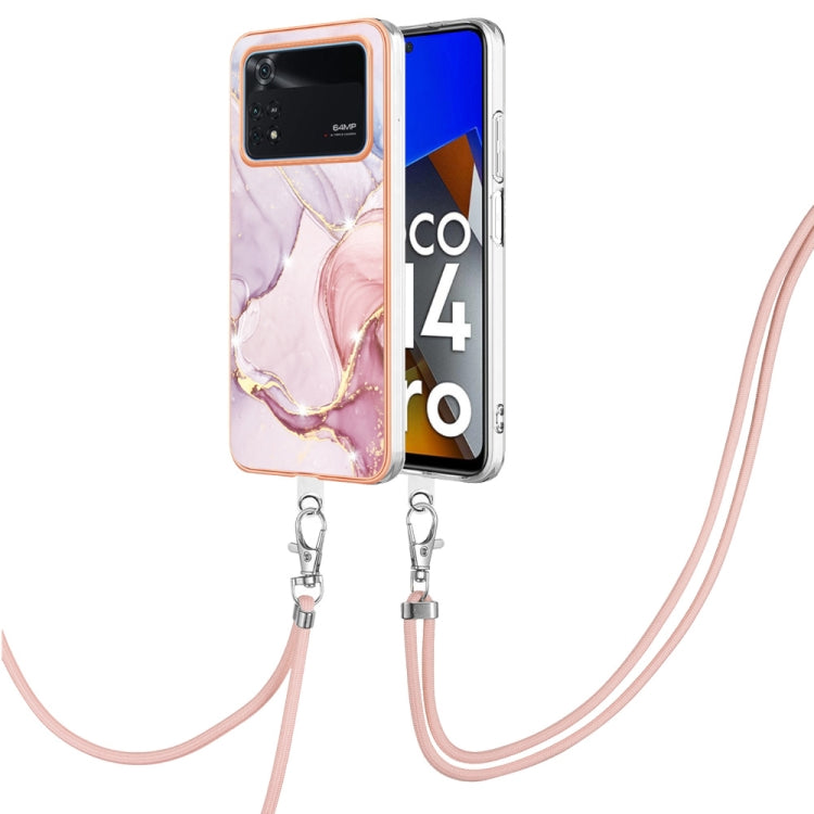 Electroplating Marble Dual-side IMD Phone Case with Lanyard, For Xiaomi Redmi Note 11T Pro / Note 11T Pro+, For Xiaomi Poco M4 Pro 4G, For Xiaomi Poco X4 Pro 5G
