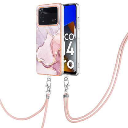 Electroplating Marble Dual-side IMD Phone Case with Lanyard, For Xiaomi Redmi Note 11T Pro / Note 11T Pro+, For Xiaomi Poco M4 Pro 4G, For Xiaomi Poco X4 Pro 5G