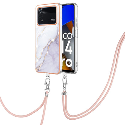 Electroplating Marble Dual-side IMD Phone Case with Lanyard, For Xiaomi Redmi Note 11T Pro / Note 11T Pro+, For Xiaomi Poco M4 Pro 4G, For Xiaomi Poco X4 Pro 5G
