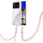 Electroplating Marble Dual-side IMD Phone Case with Lanyard, For Xiaomi Redmi Note 11T Pro / Note 11T Pro+, For Xiaomi Poco M4 Pro 4G, For Xiaomi Poco X4 Pro 5G