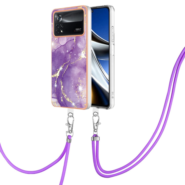 Electroplating Marble Dual-side IMD Phone Case with Lanyard, For Xiaomi Redmi Note 11T Pro / Note 11T Pro+, For Xiaomi Poco M4 Pro 4G, For Xiaomi Poco X4 Pro 5G