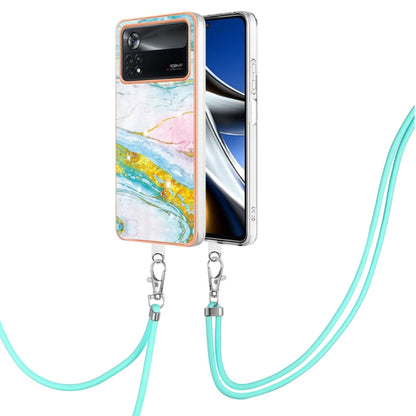 Electroplating Marble Dual-side IMD Phone Case with Lanyard, For Xiaomi Redmi Note 11T Pro / Note 11T Pro+, For Xiaomi Poco M4 Pro 4G, For Xiaomi Poco X4 Pro 5G