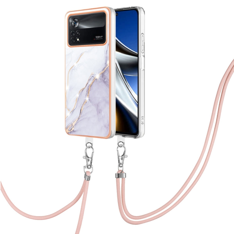 Electroplating Marble Dual-side IMD Phone Case with Lanyard, For Xiaomi Redmi Note 11T Pro / Note 11T Pro+, For Xiaomi Poco M4 Pro 4G, For Xiaomi Poco X4 Pro 5G