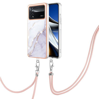 Electroplating Marble Dual-side IMD Phone Case with Lanyard, For Xiaomi Redmi Note 11T Pro / Note 11T Pro+, For Xiaomi Poco M4 Pro 4G, For Xiaomi Poco X4 Pro 5G