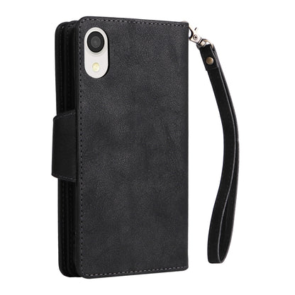 Rivet Buckle 9 Cards Three Fold Leather Phone Case