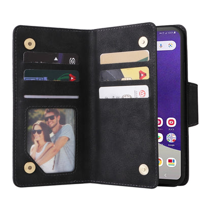 Rivet Buckle 9 Cards Three Fold Leather Phone Case