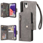 Rivet Buckle 9 Cards Three Fold Leather Phone Case