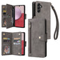 Rivet Buckle 9 Cards Three Fold Leather Phone Case