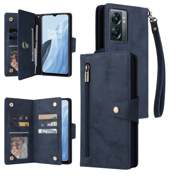 Rivet Buckle 9 Cards Three Fold Leather Phone Case