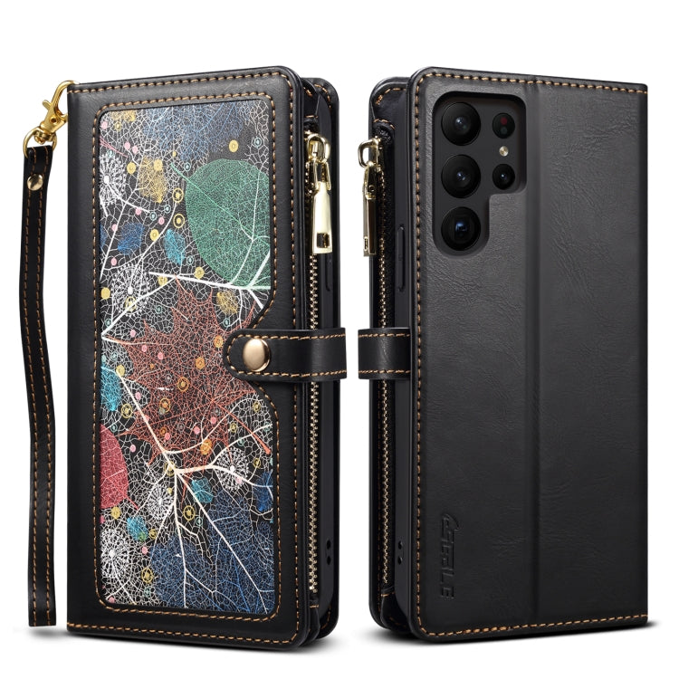 ESEBLE Star Series Lanyard Zipper Wallet RFID Leather Case, For Samsung Galaxy S23 Ultra 5G