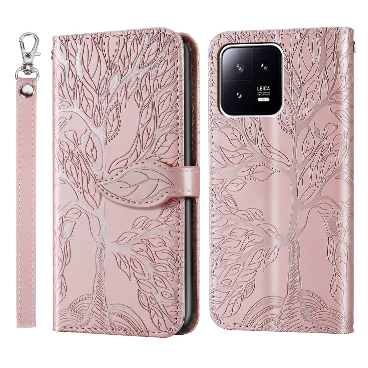 Life Tree Embossing Pattern Leather Phone Case