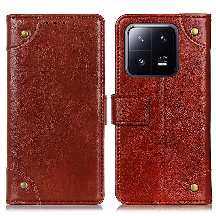 Copper Buckle Nappa Texture Leather Phone Case