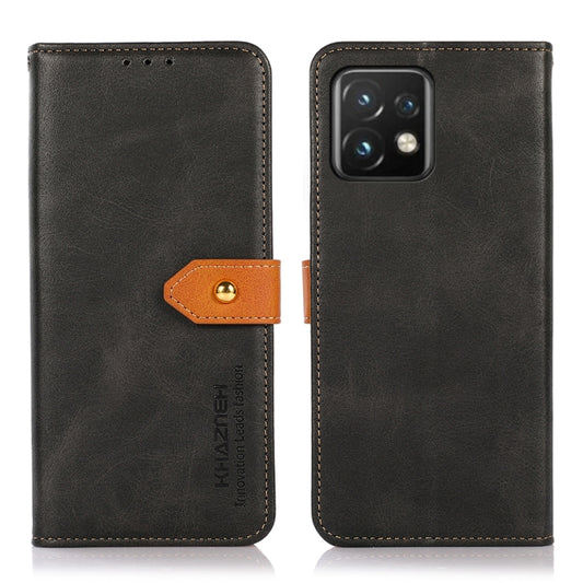 KHAZNEH Dual-color Cowhide Texture Flip Leather Phone Case