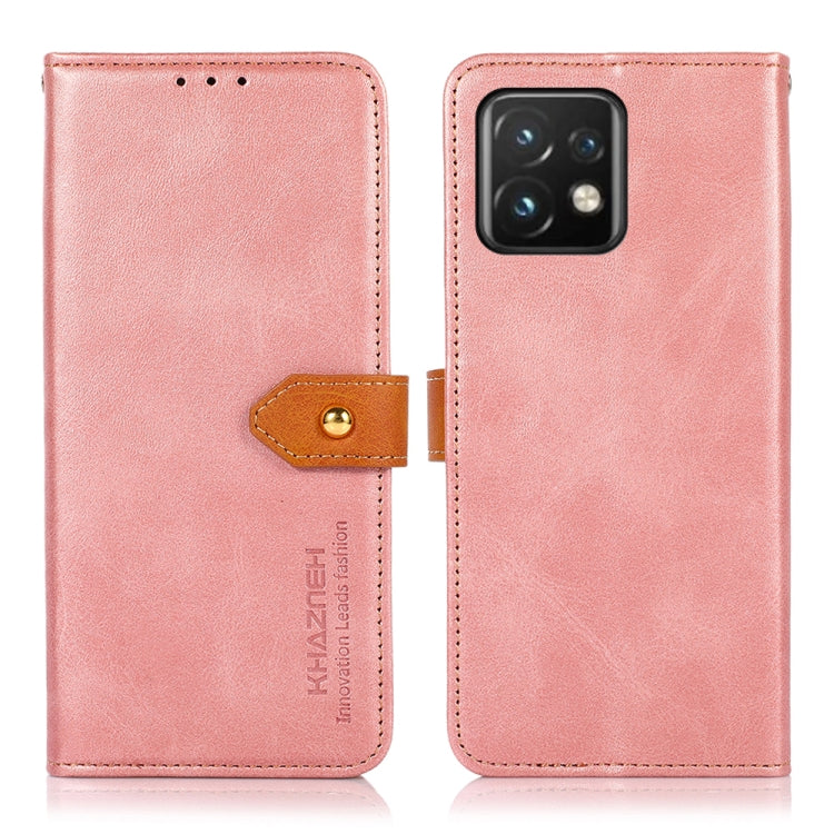 KHAZNEH Dual-color Cowhide Texture Flip Leather Phone Case