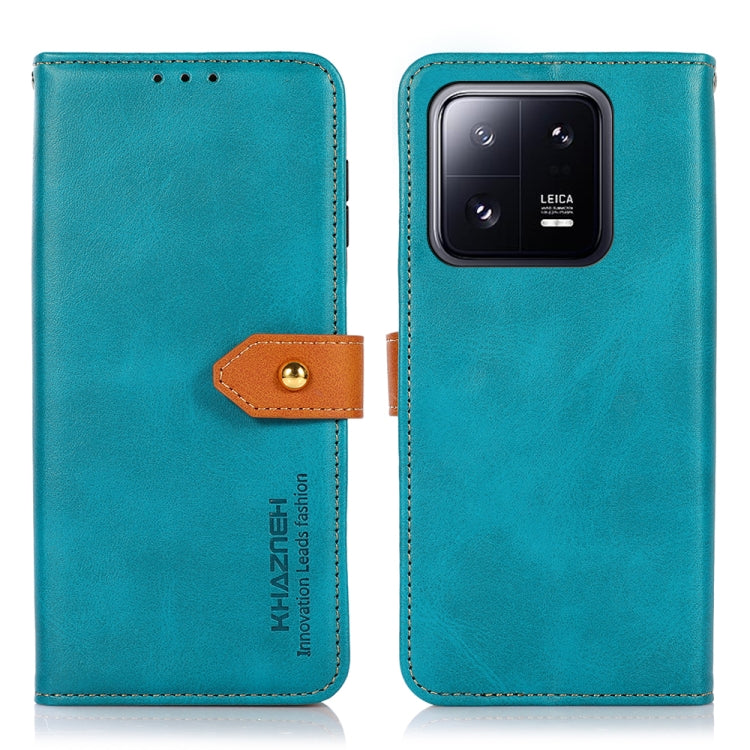 KHAZNEH Dual-color Cowhide Texture Flip Leather Phone Case