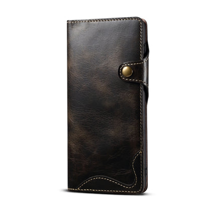 Denior Oil Wax Cowhide Magnetic Button Leather Phone Case