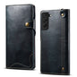 Denior Oil Wax Cowhide Magnetic Button Leather Phone Case