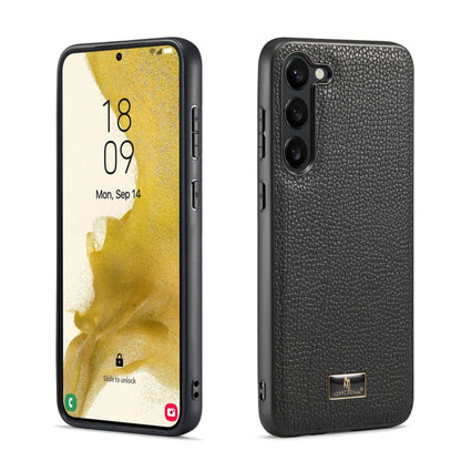 Fierre Shann Leather Texture Phone Back Cover Case, For Samsung Galaxy S23 5G, For Samsung Galaxy S23+ 5G, For Samsung Galaxy S23 Ultra 5G
