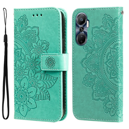 7-petal Flowers Embossing Leather Phone Case, For Infinix Hot 20 4G, For Infinix Hot 20s, For Infinix Note 12 / G96