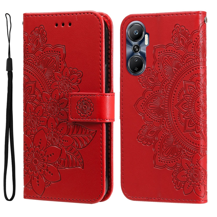 7-petal Flowers Embossing Leather Phone Case, For Infinix Hot 20 4G, For Infinix Hot 20s, For Infinix Note 12 / G96