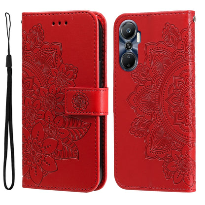 7-petal Flowers Embossing Leather Phone Case, For Infinix Hot 20 4G, For Infinix Hot 20s, For Infinix Note 12 / G96